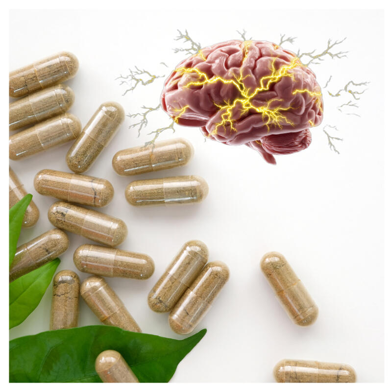 Supplement capsules with a brain graphic - best supplement for brain fog and mental fatigue